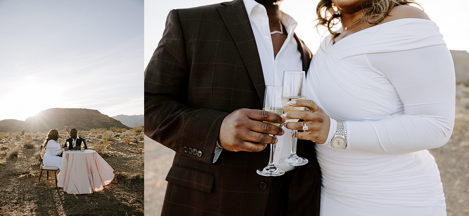 man and woman sit at table in the middle of nowhere by Katelyn Faye Photo