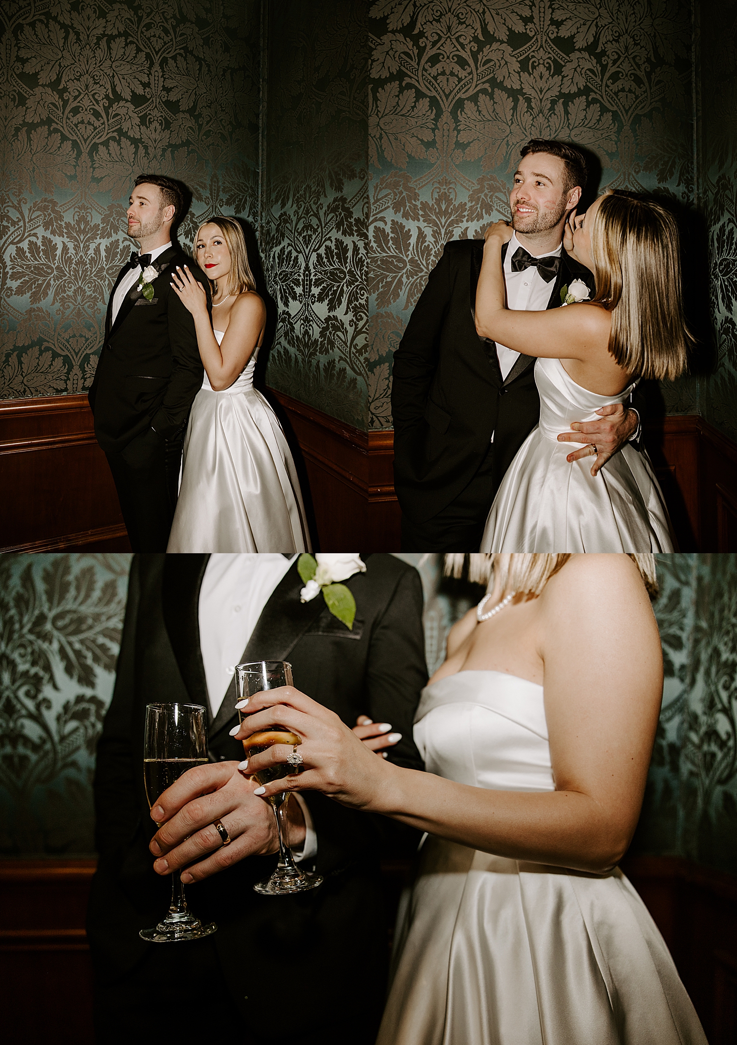newlyweds share a toast at recepton at The Stirling Club