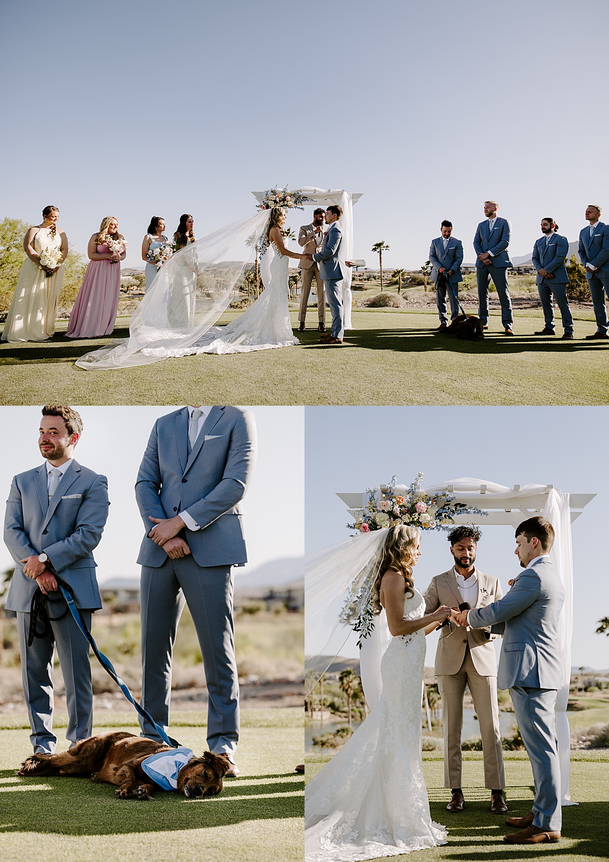 Couple exchange rings at their wedding ceremony by Katelyn Faye Photography