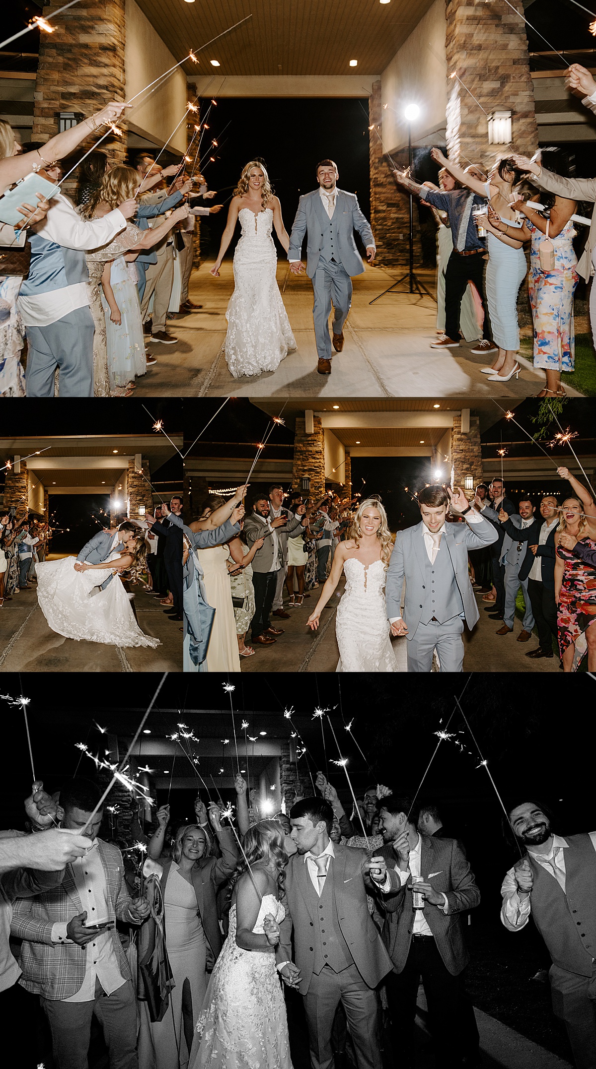 Newlyweds walk through sparkler exit by Katelyn Faye Photography