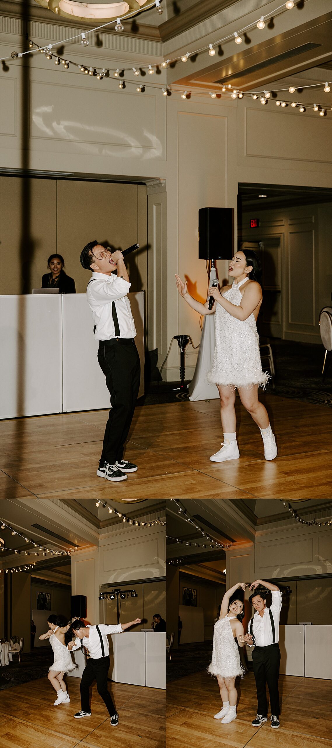 Bride & groom perform choreographed dance number together by Katelyn Faye Photo