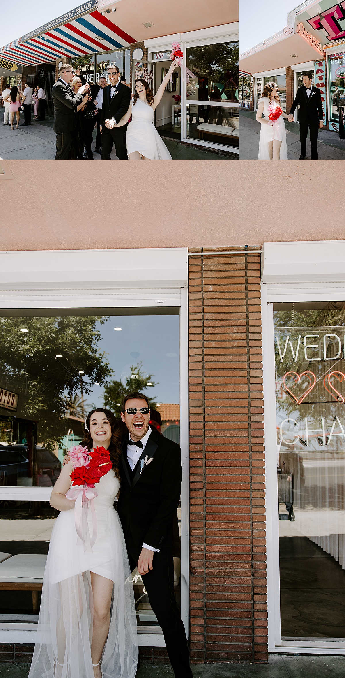 Husband and wife leave their ceremony while celebrating by Katelyn Faye Photography