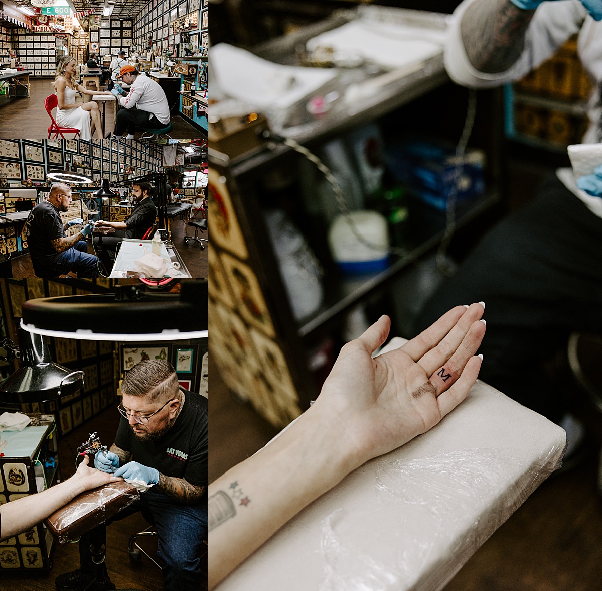 Man sits in front of artist while getting a tattoo by Katelyn Faye Photography