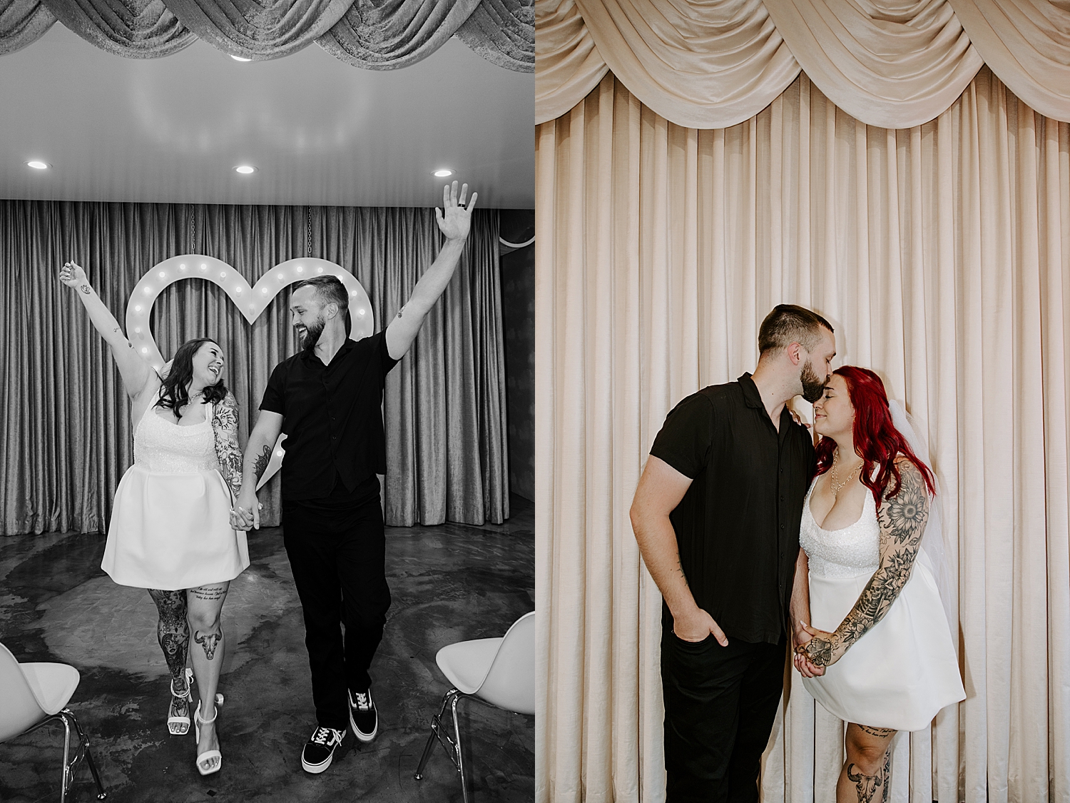 husband and wife celebrate at Sure Thing after saying I Do by Las Vegas Elopement Photographer