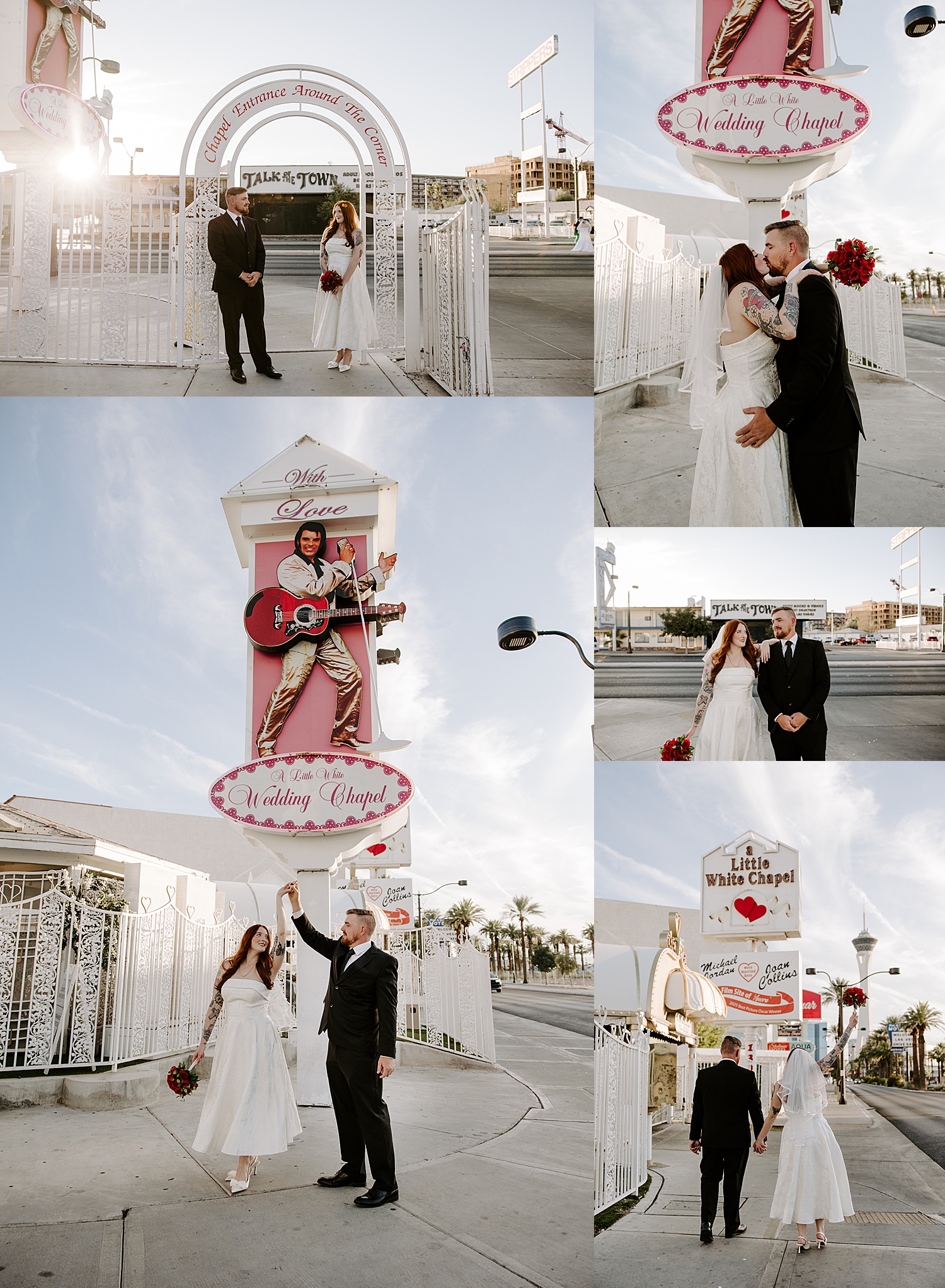 groom spins his bride in front of the LWC by Las Vegas wedding photographer
