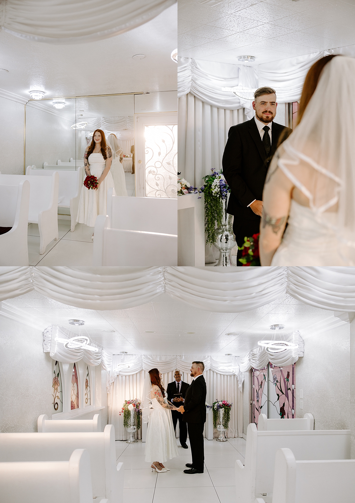 redheaded bride walks down the aisle by Katelyn Faye Photo