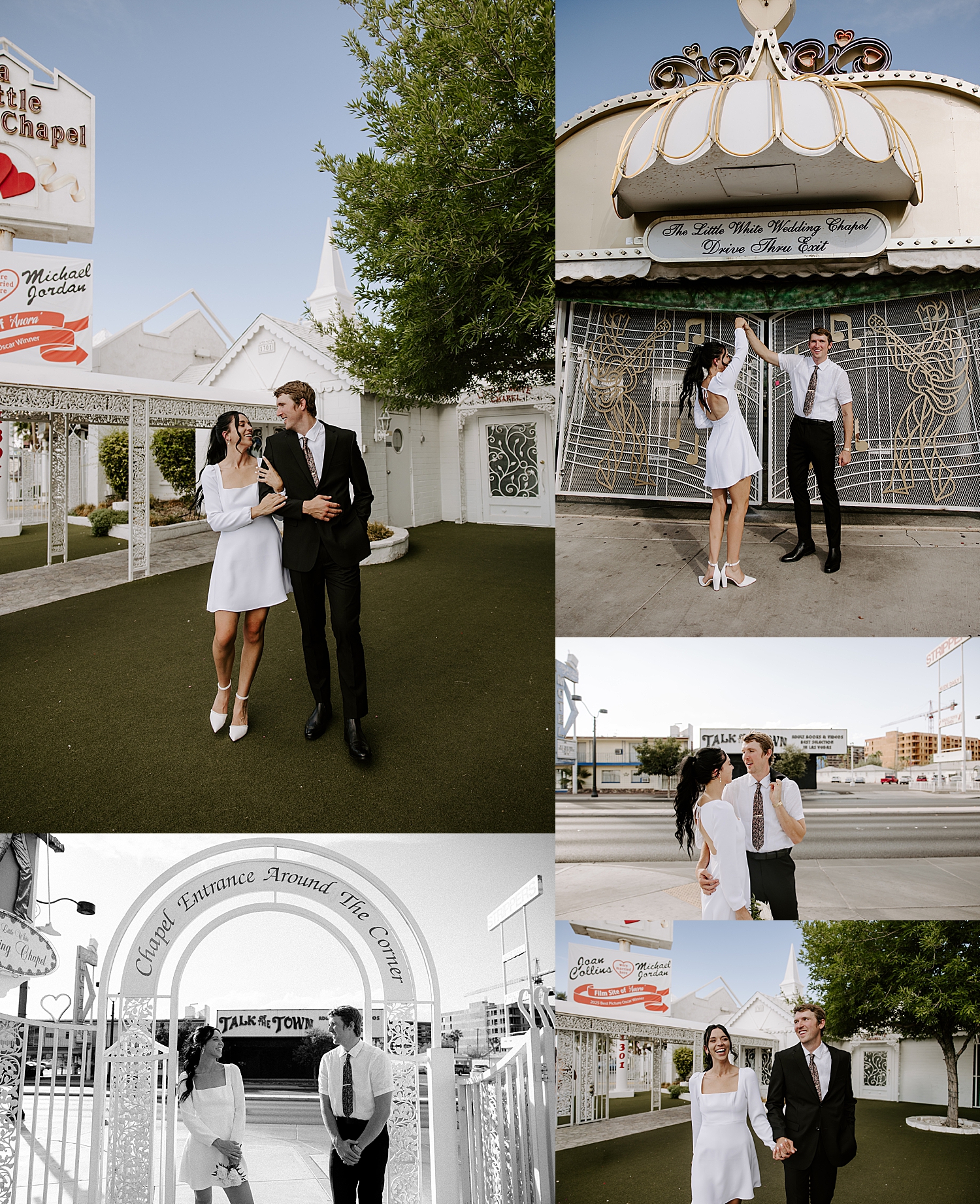newlyweds dance outside little white chapel by Katelyn Faye Photography