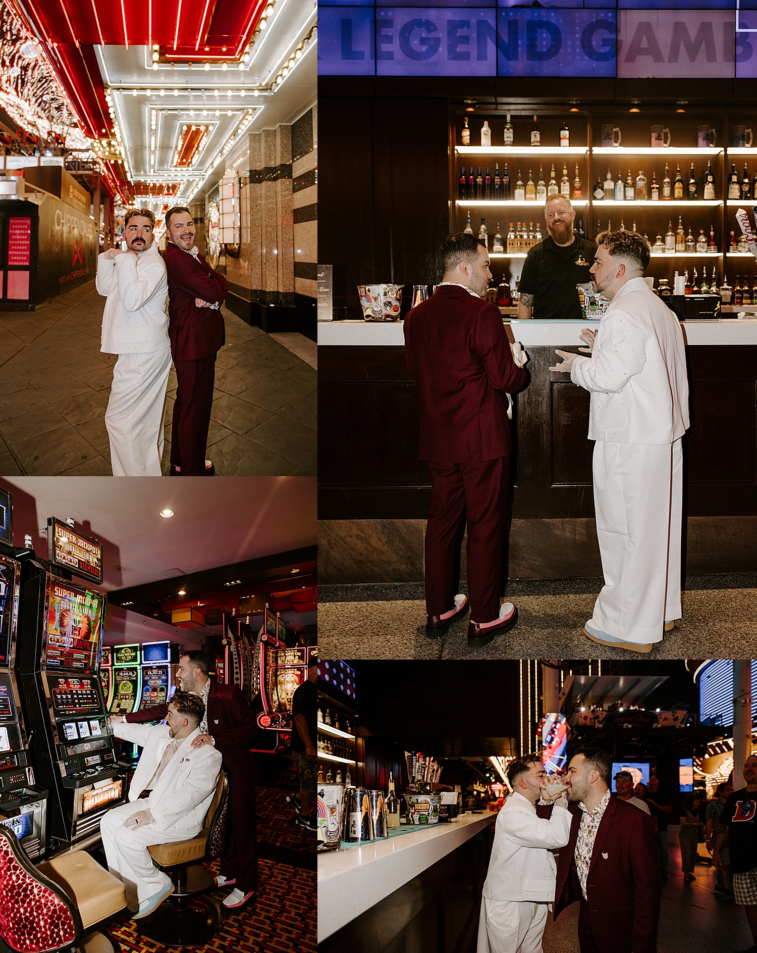 two men sit and play slot machines by Katelyn Faye Photo
