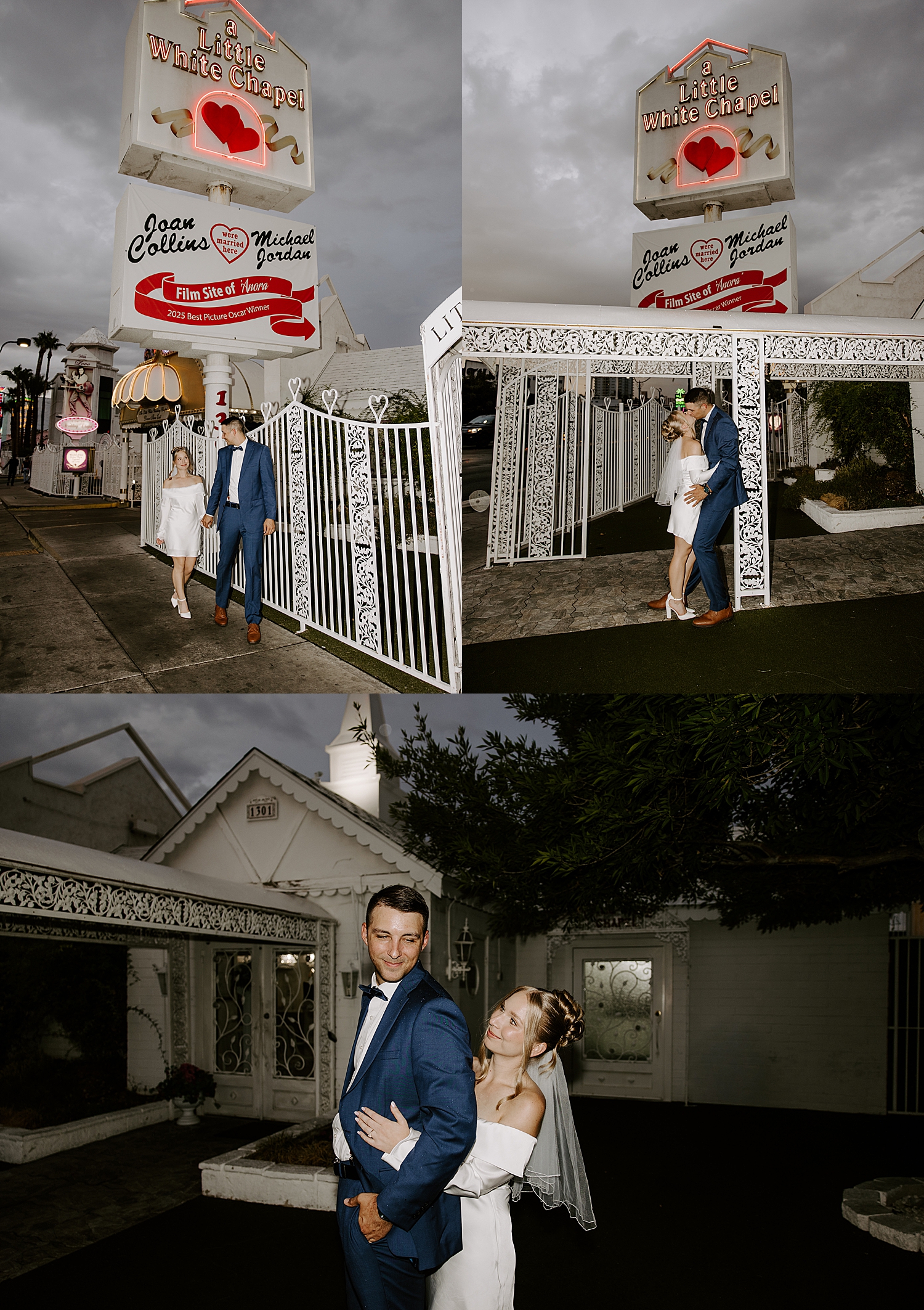 newlyweds smile under bright white awning together for rainy elopement