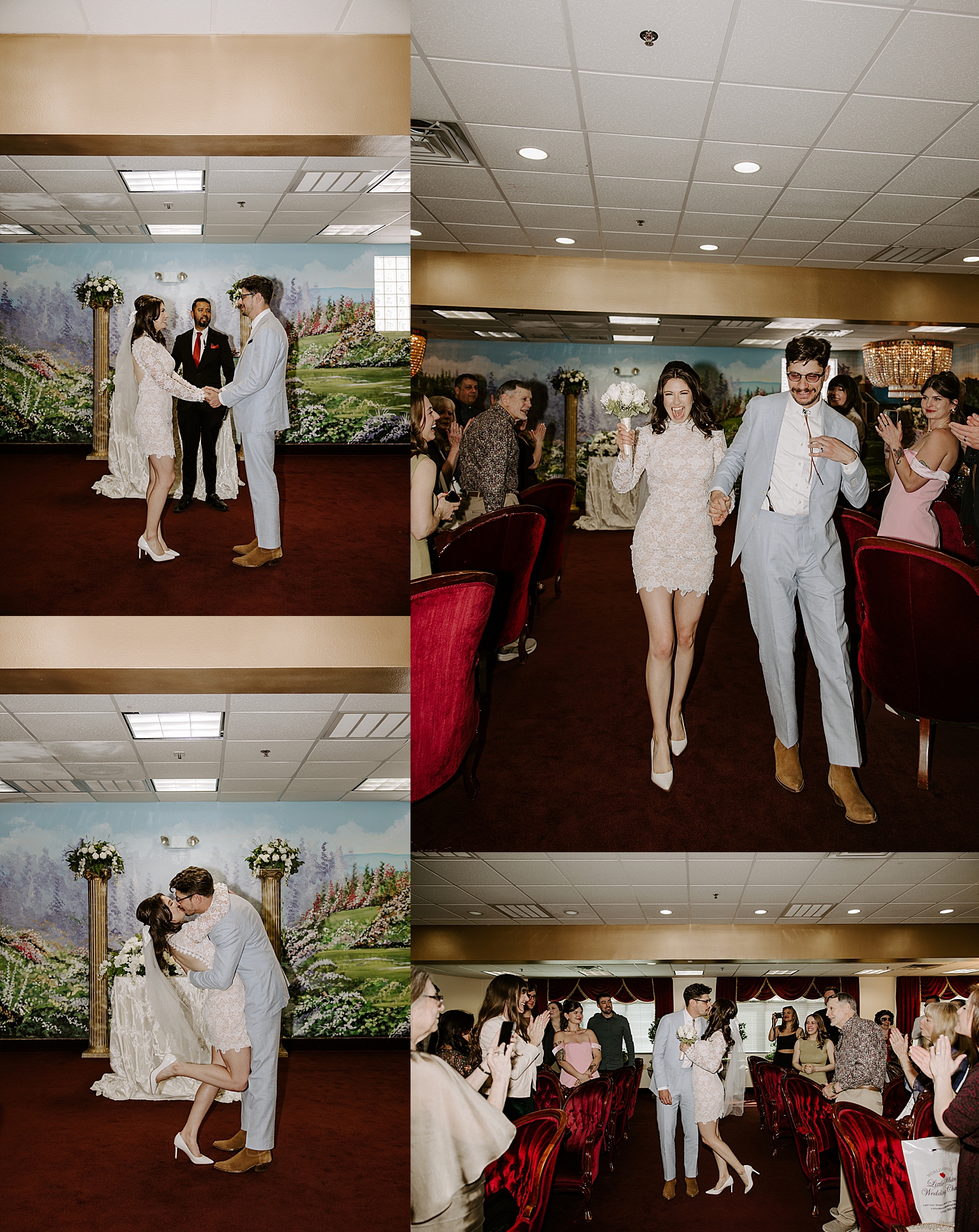 couple says I Do in Little White Chapel by Las vegas wedding photographer 