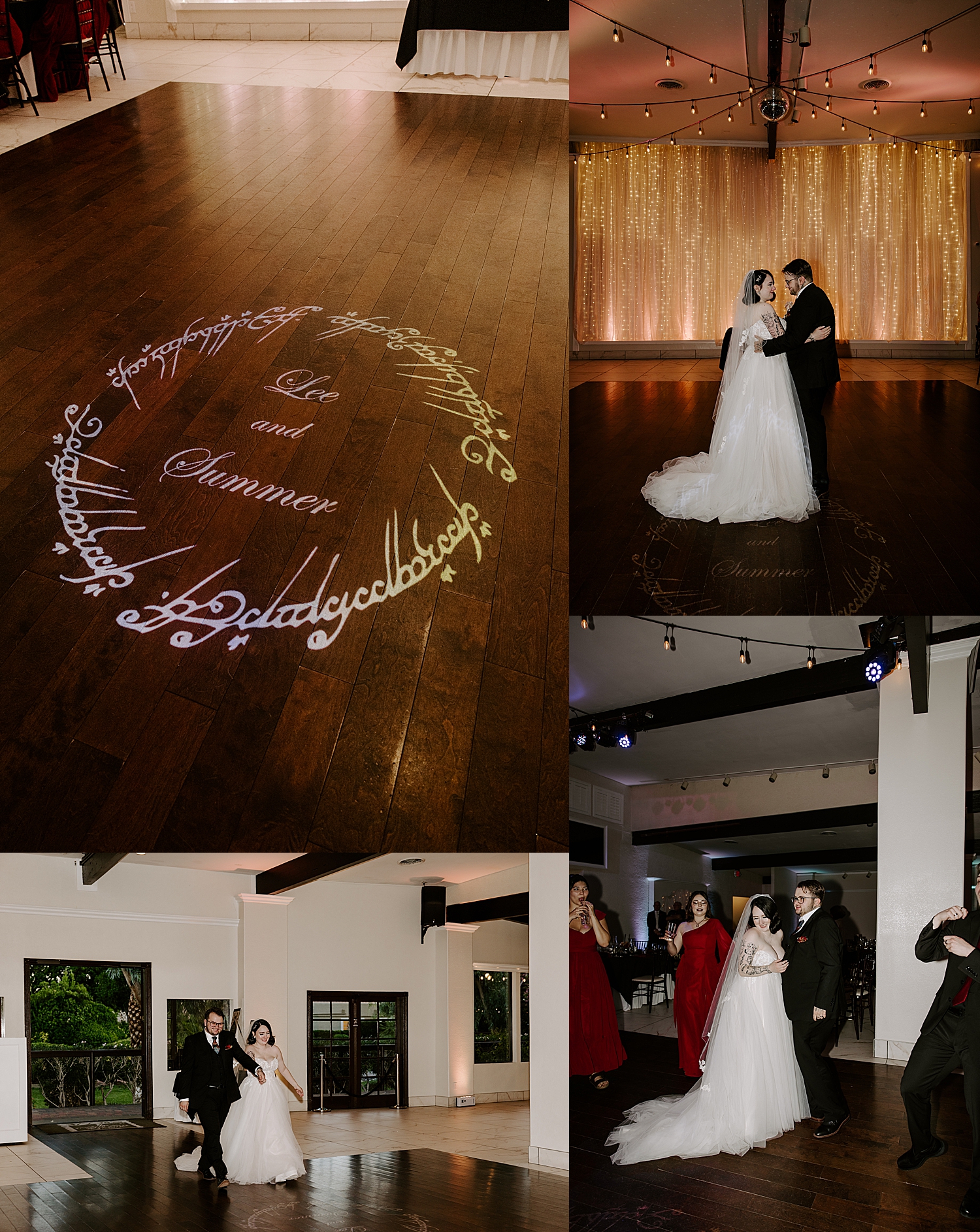 newlyweds share a first dance during reception at The Grove