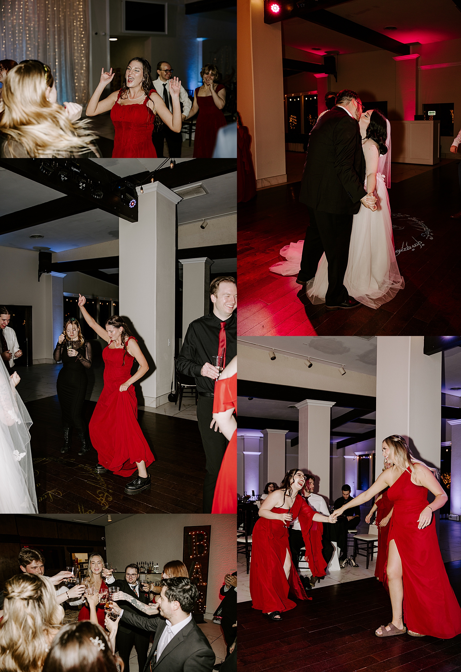 guests dance wildly at reception by Las Vegas wedding photographer